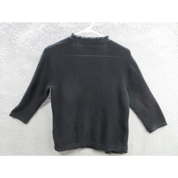 EILEEN FISHER Organic Cotton Silk Blend Open Front Cardigan Women's Small Frayed - Picture 9 of 14